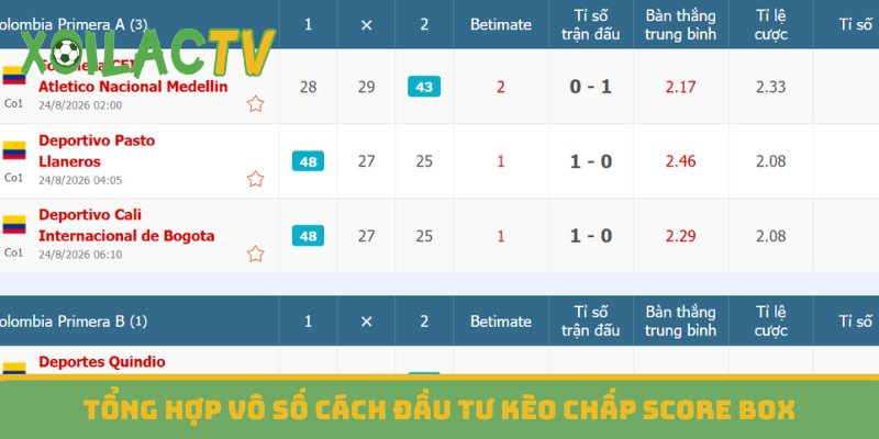 Tổng hợp vô số cách đầu tư kèo chấp Score Box
