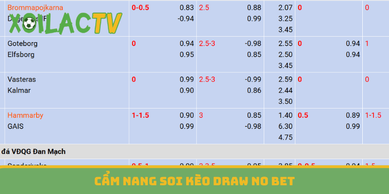 Thông tin kèo draw no bet