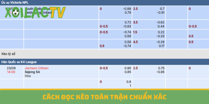 Cách đọc kèo toàn trận chuẩn xác